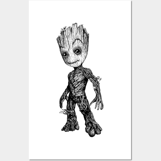 Baby Groot Guardians of the Galaxy Character Wall Art by Broken Line Design